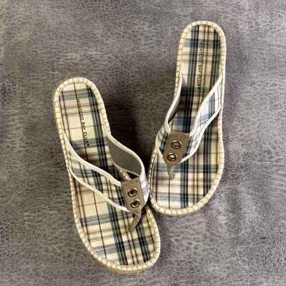 Y2k Montego Bay Club Plaid Wedge Heels - Picture 1 of 6